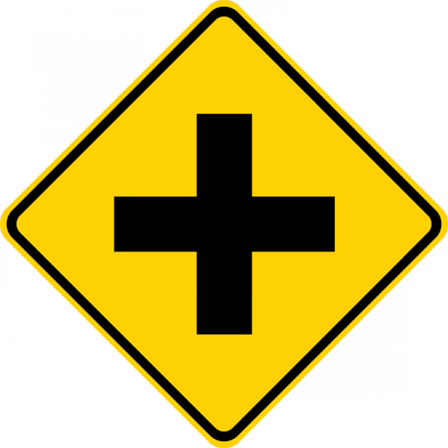 Cross Road Symbol Sign - W2-1, SKU: X-W2-1